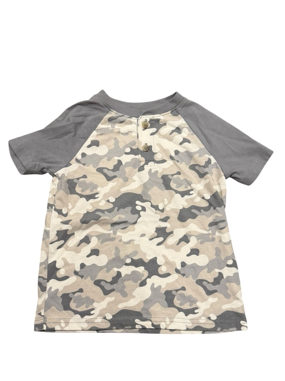 Jumping Beans Toddler Boy Camo 2-Piece Outfit Gray Henley Top Cargo Shorts 4T - Picture 3 of 6